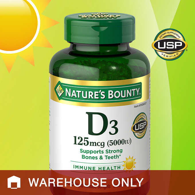 Nature's Bounty Vitamin D-3 維他命D3 5000IU(125mcg) 400顆軟膠囊