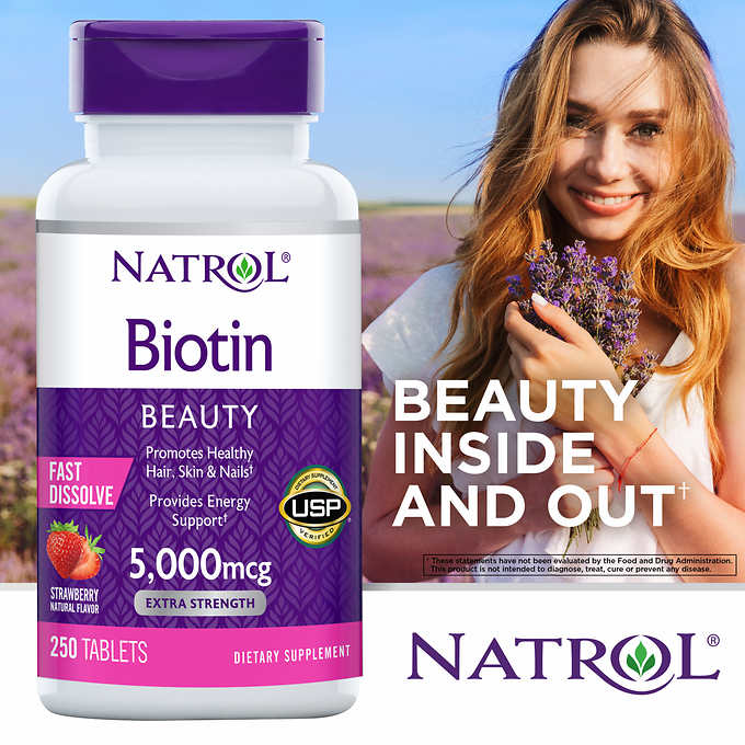 Natrol Biotin生物素 5000 mcg 250 Fast Dissolve Tablets草莓快速溶解錠